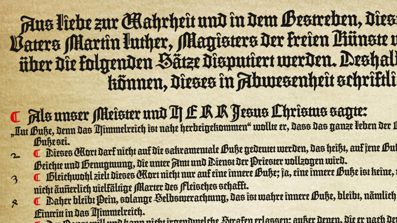 Die 10 Wichtigsten Thesen Luthers Faksimile von Luthers 95 Thesen herausgegeben | zwd Politikmagazin